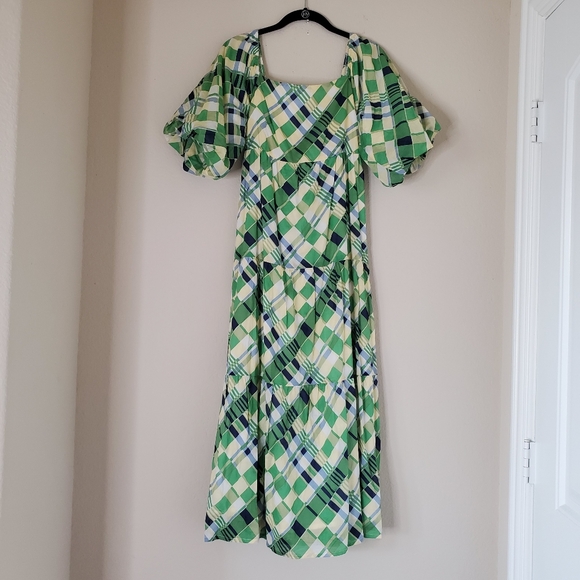 Anthropologie Dresses & Skirts - Faithfull the Brand Falabelle tiered checked cotton-poplin midi dress Size L